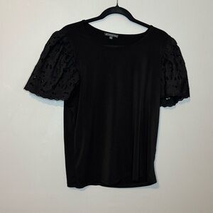 Adrianna Papell Black Top with Lace Sleeves